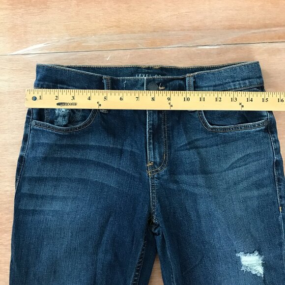 Level 99 Piper Jeans Women Size 27 Blue Denim Distressed Mid Rise Dark Wash - Picture 10 of 11